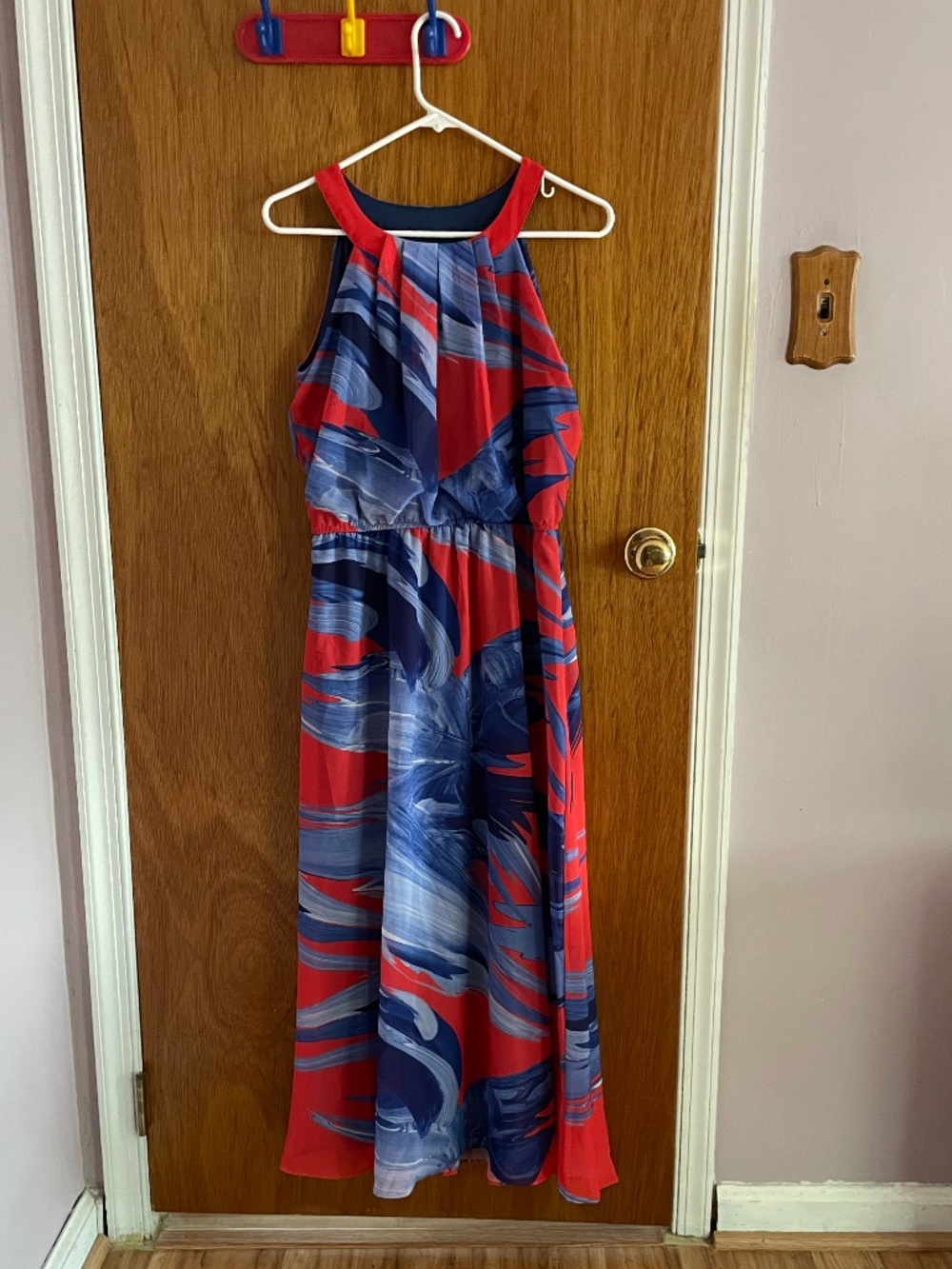 Robbie Bee red and blue maxi dress